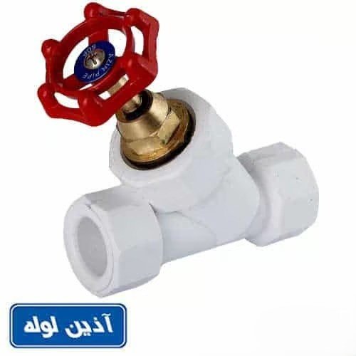 شیر فلکه دوسر جوش 45 درجه آذین شیر فلکه دو سر جوش 45 درجه پلی پروپیلن آذین - Image 1