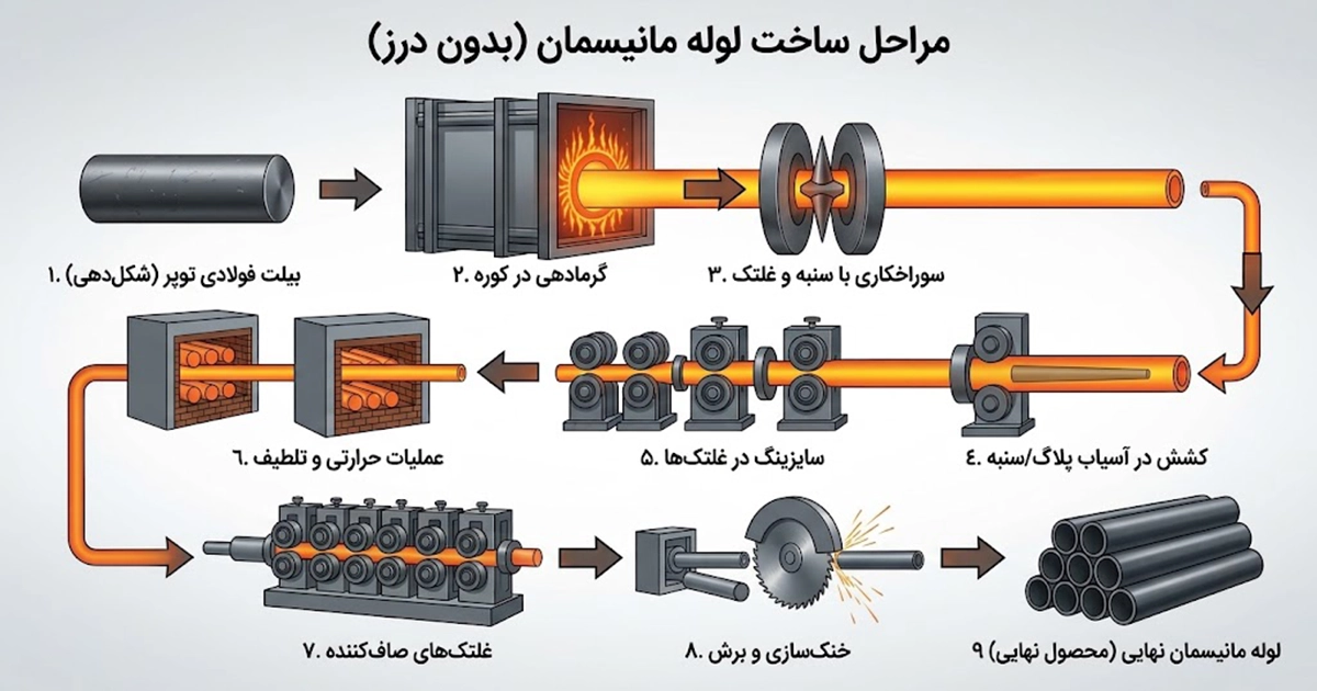 مراحل تولید لوله مانیسمان